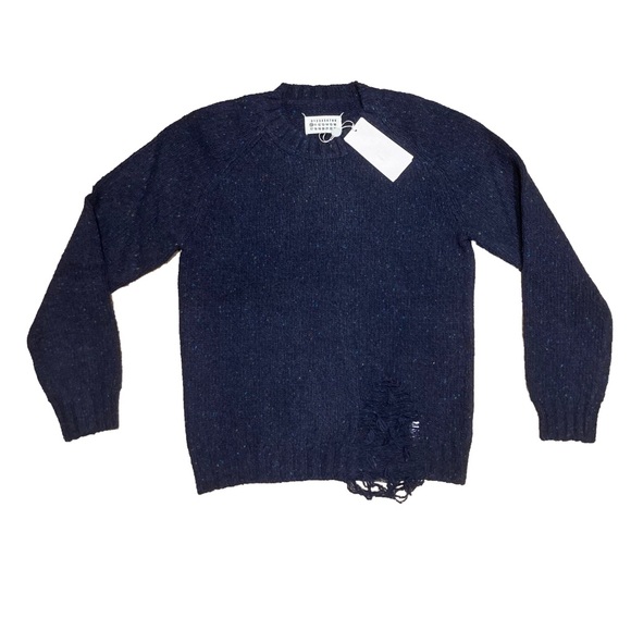 Maison Martin Margiela Other - Maison Margiela Distressed Navy Hem Knit Sweater